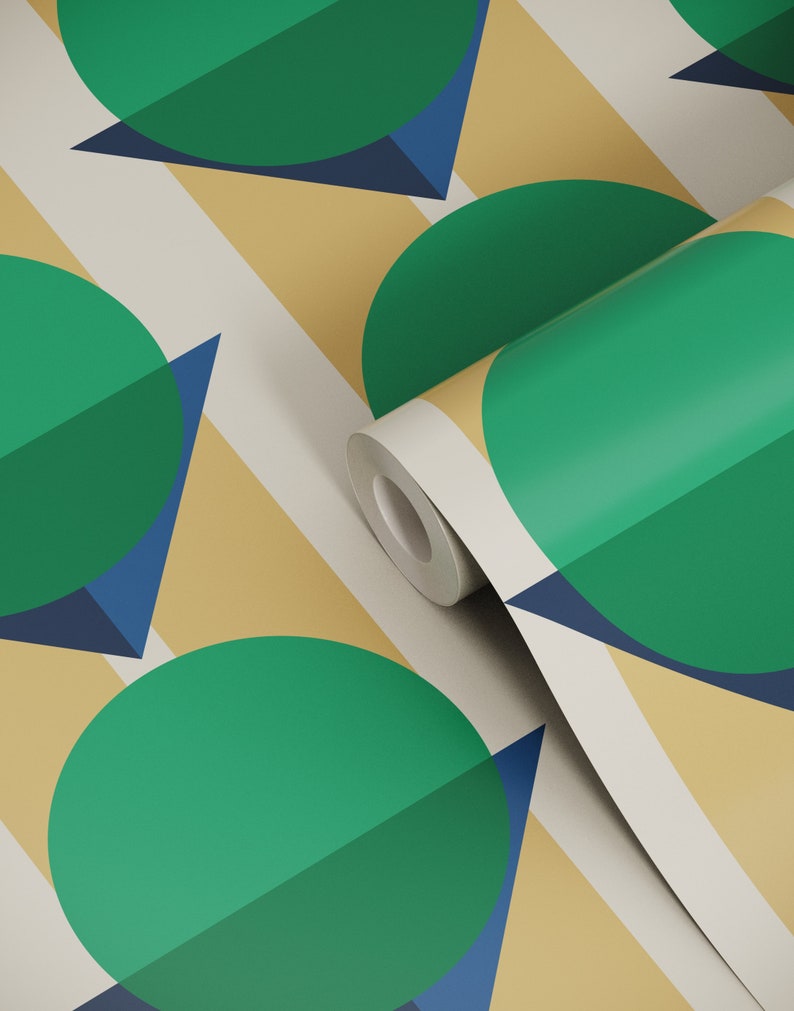 Bauhaus Wallpaper Retro Wallpaper in Bold Vibrant Colours Etsy