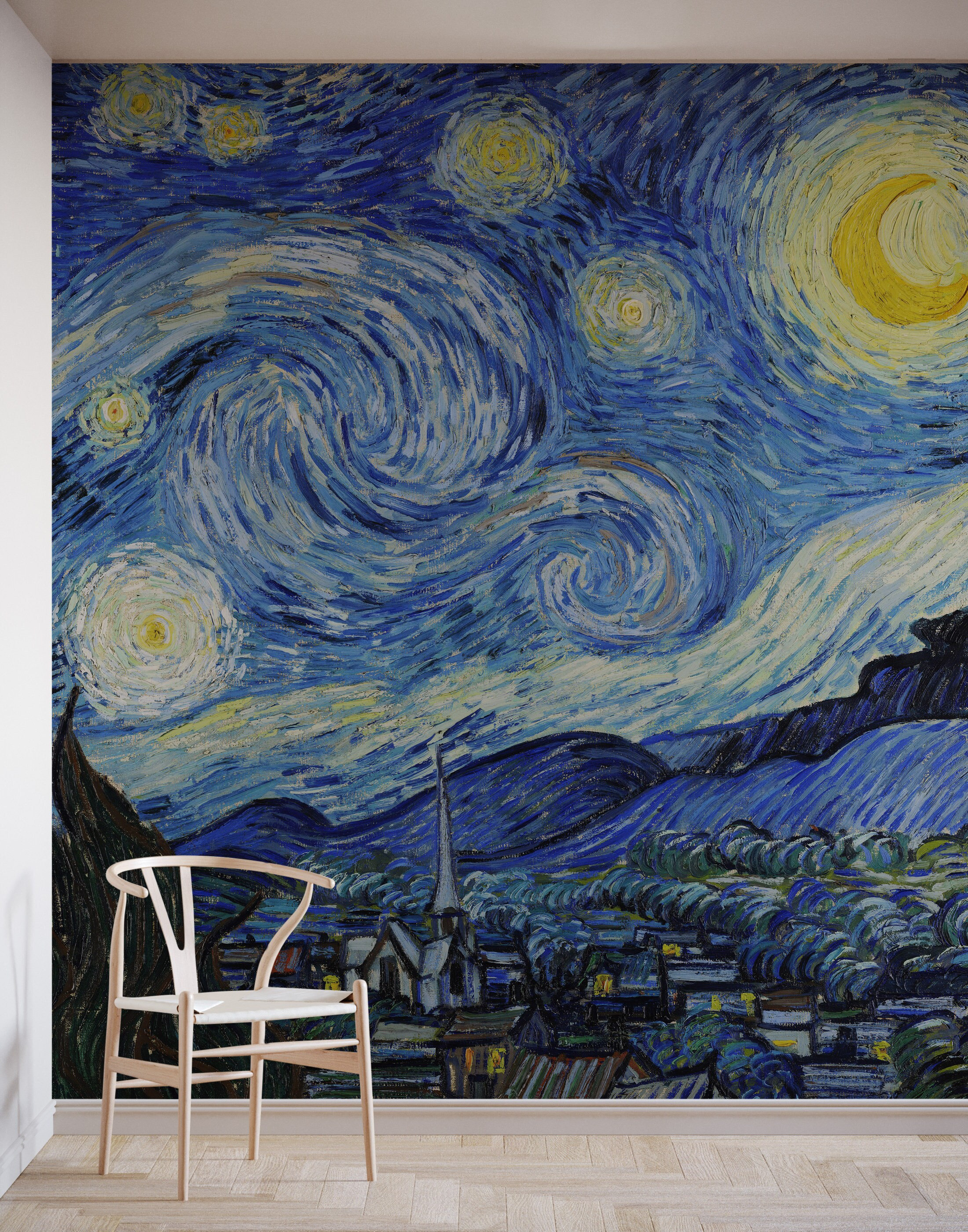 Van Gogh Starry Night Wallpaper Art Wall Mural - Etsy