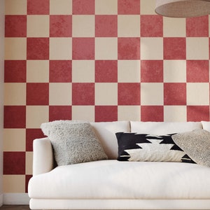 Ombre Chequerboard Wallpaper Mural | Retro Chequered Wall Mural