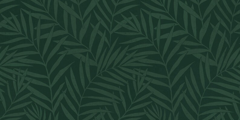 Dark Green Palm Leaf Wallpaper | Tropical Wall Decor - Etsy