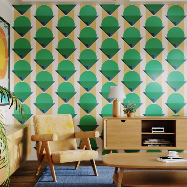 Bauhaus Wallpaper | Retro Wallpaper In Bold, Vibrant Colours | Ideal For A Retro Feature Wall Or Maximalist Space