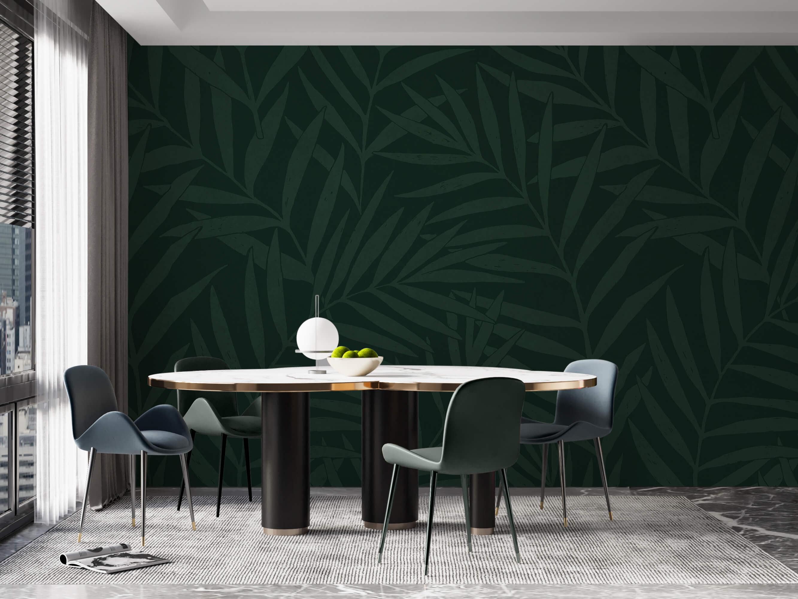 Dark Green Palm Leaf Wallpaper | Tropical Wall Decor - Etsy