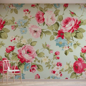 Shabby Chic Rose Wallpaper Mural | Floral Design