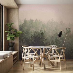 Forest Mural Wallpaper | Stunning Misty Forest Wallpaper