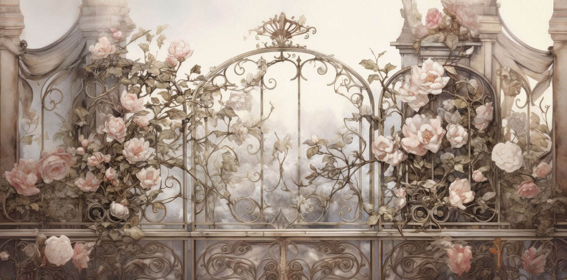 Rococo Style Floral Wallpaper Mural - Etsy