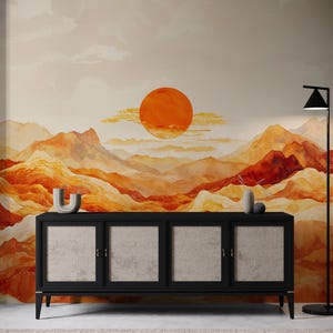 Behangpapier abstracte oranje lucht