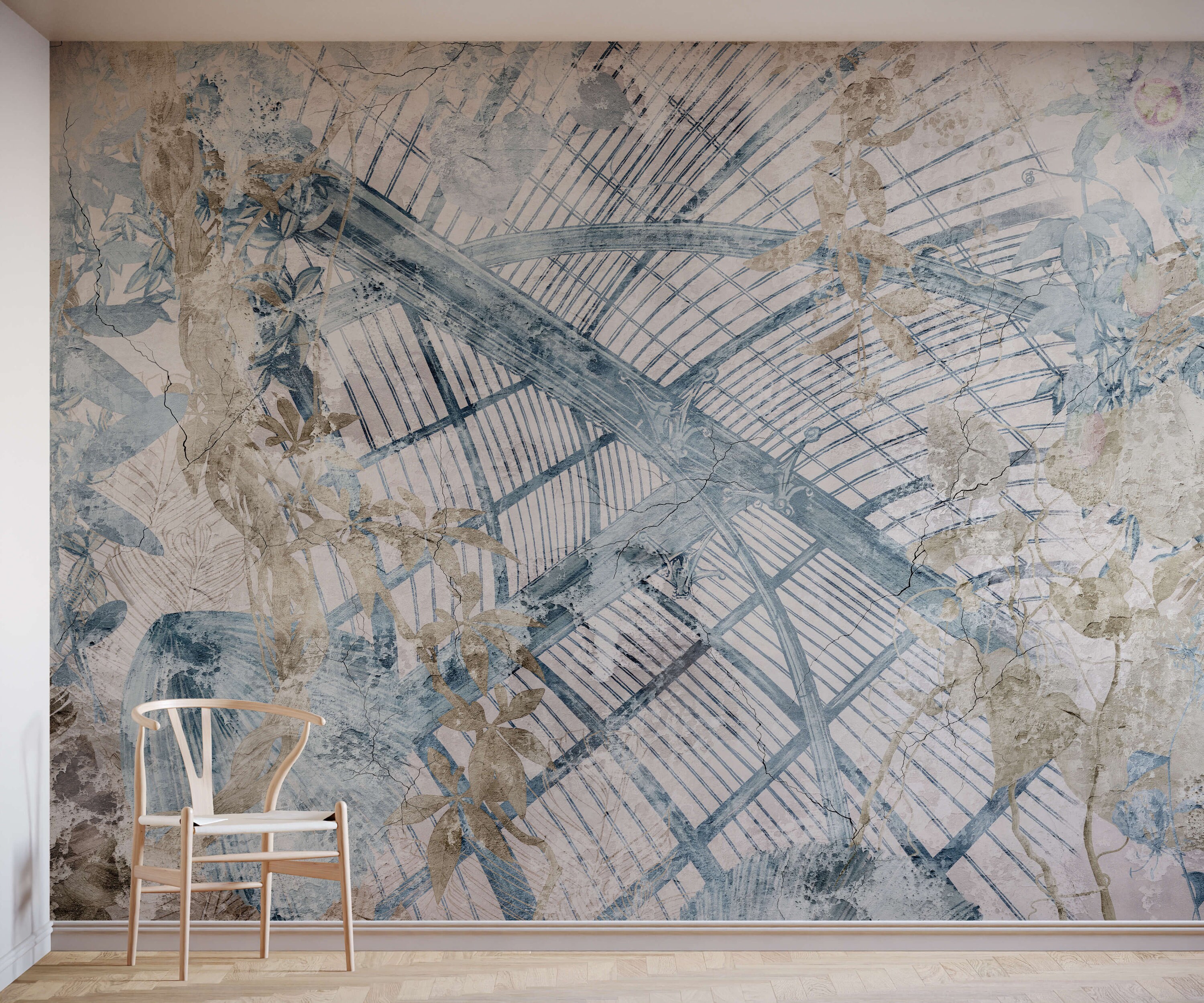 Blue Abstract Rococo Wallpaper Mural - Etsy