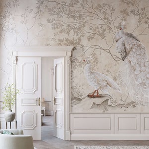 White Peacock Wallpaper Mural