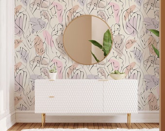 Female Body Line Art Wallpaper Mural