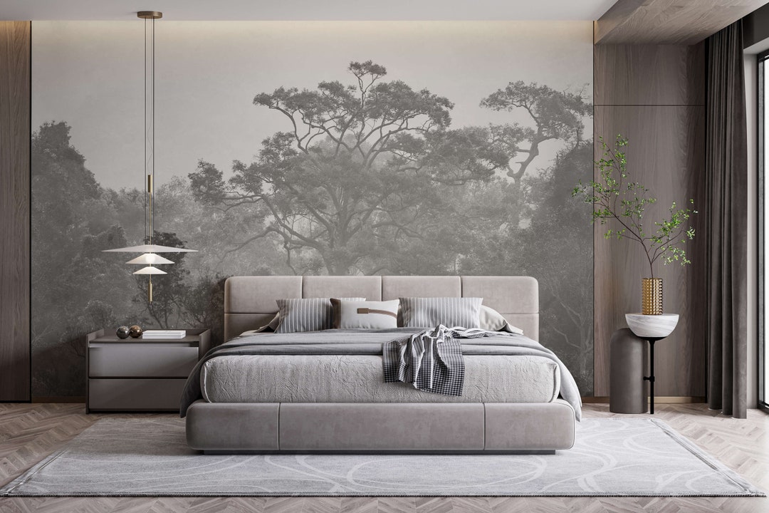 Black & White Tree Wallpaper Mural - Etsy
