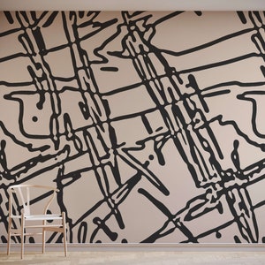 Abstract Squiggle Wallpaper Mural | Japanese-Inspired Design Wall Mural