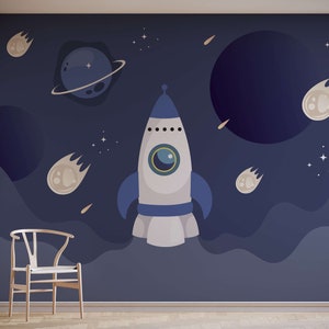 Children&#39;s Spaceship Wallpaper Mural | Kids Space Wall Mural | Perfect for Boys & Girls Bedrooms
