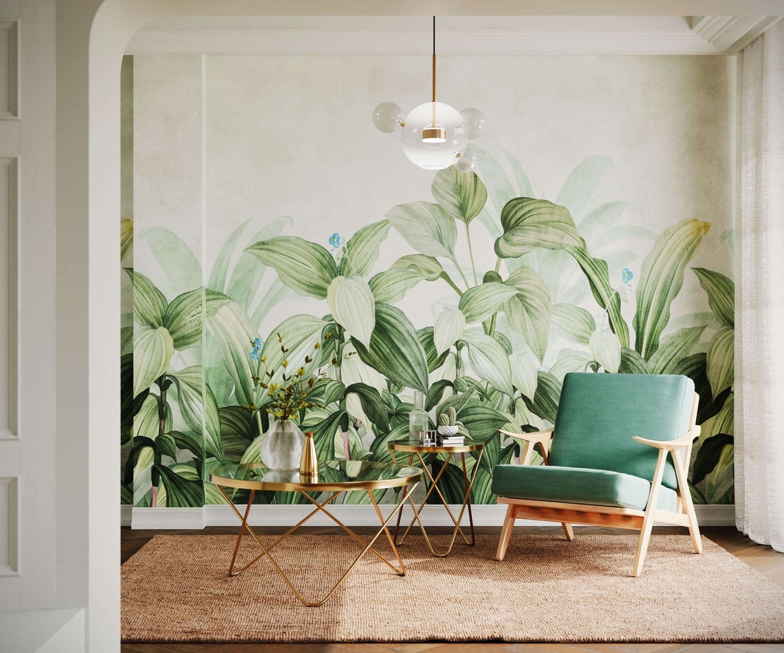 Jungle Wallpaper Stunning Watercolour Tropical Leaf Mural - Etsy