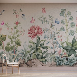 Watercolour Butterfly Wallpaper Mural | Floral Wall Mural