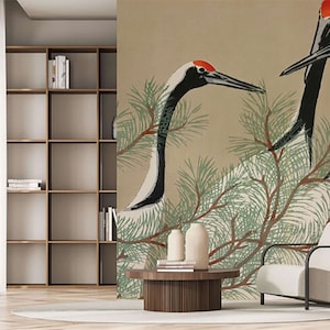 Sekka Cranes Wallpaper | Japanese Red Crowned Crane Wall Mural