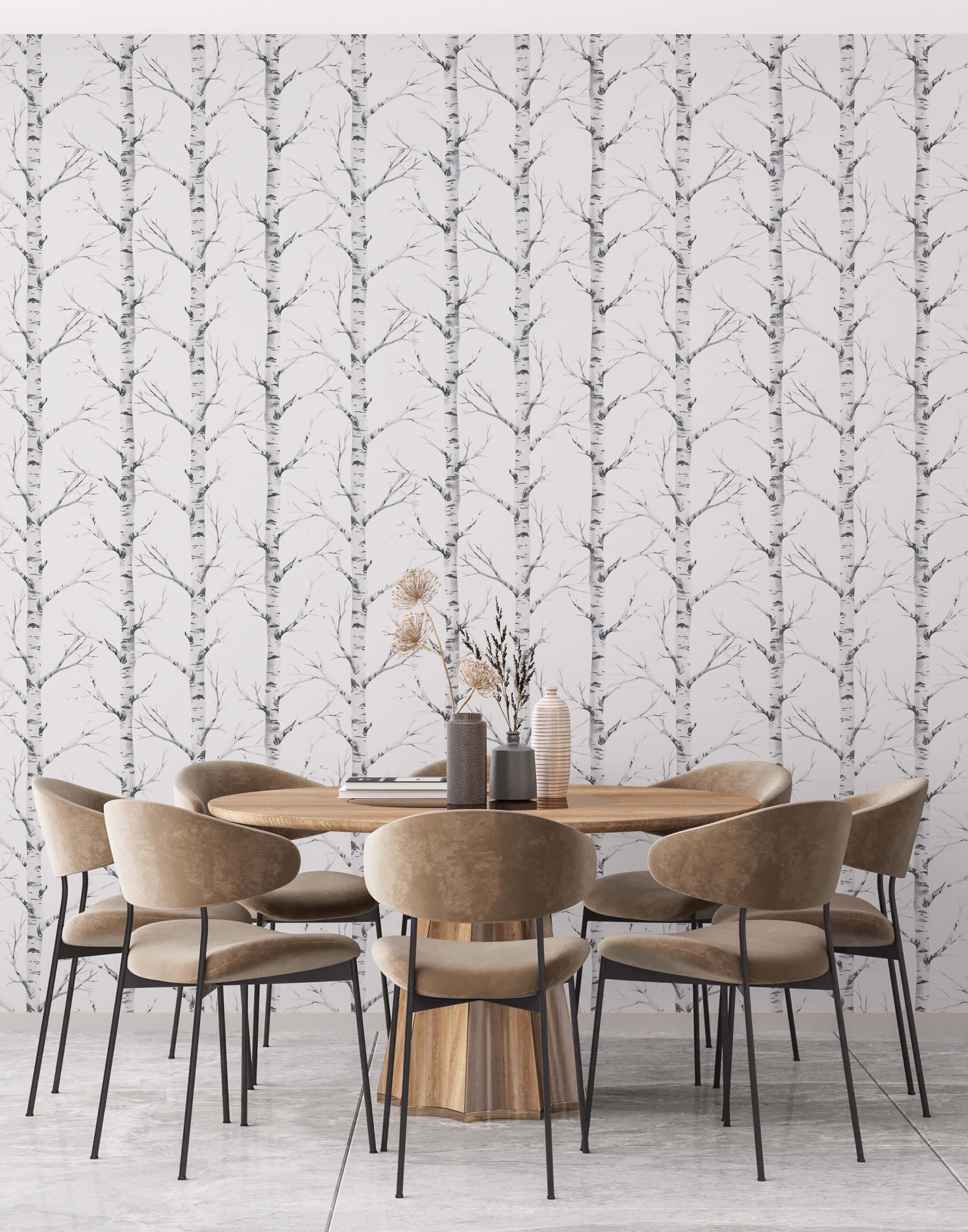 Tree Wallpaper Silver Birch Wallpaper Available in White & - Etsy UK