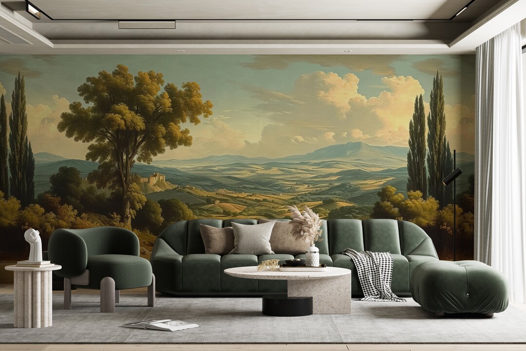 Vintage European Landscape Wallpaper Mural Etsy