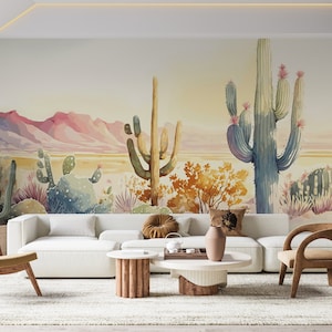 Decorazione murale del deserto di cactus / Carta da parati di cactus