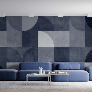 Beton Tapete | Tapeten-Wandbild Geometrische Beton-Optik | Bauhaus Style Wallpaper