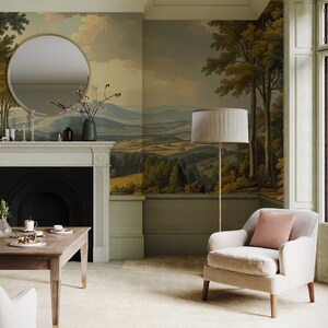Vintage Landscape Wallpaper Mural - Etsy