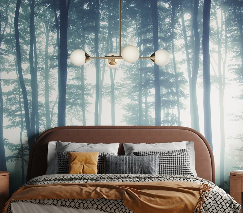 Forest Wallpaper Moody and Atmospheric Tree Wallpaper Etsy