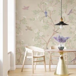 Mural de pared floral llamativo / Papel pintado floral retro