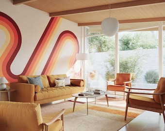 Vintage Retro Lines Wall Mural | Retro Wallpaper