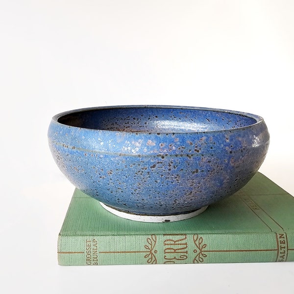 Vintage Handmade Blue Pottery Bowl, Trinket Dish