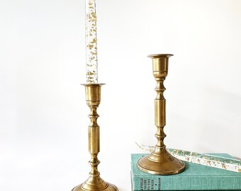 Vintage Pair Brass Candleholders/ Brass Candlestick Holders Decor