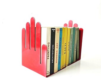 Spectrum Designs Pop Art Style Metal Red Hand Bookends, Maximalist Colorful Decor