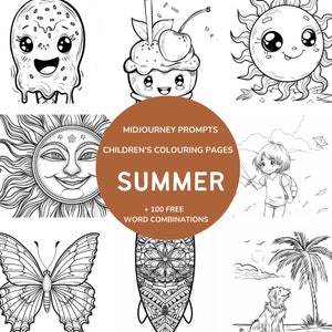 Midjourney prompts voor kleurplaten, Kawaii, zomer, mandala, pop art, cartoon, anime, nursery