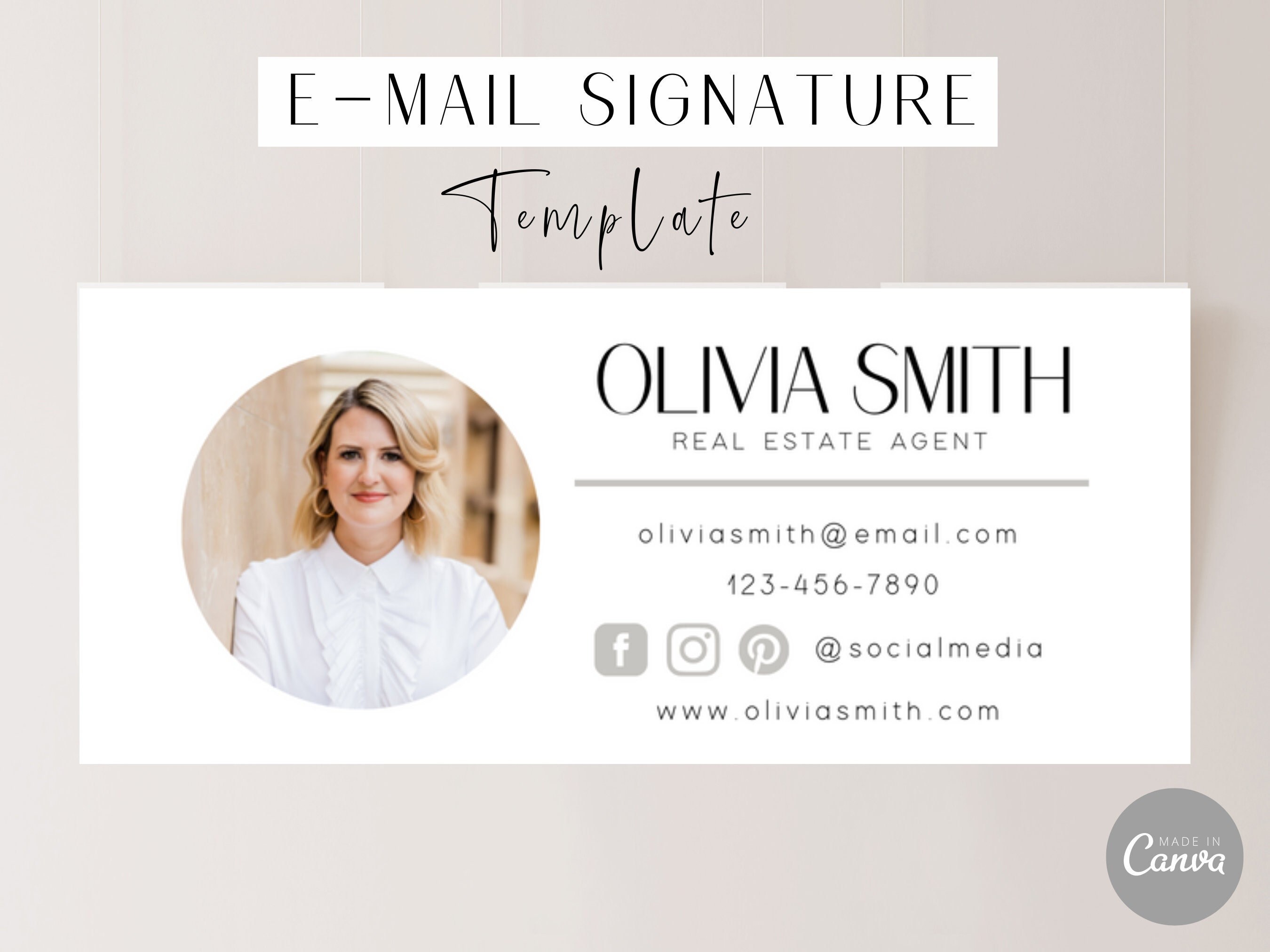 Photo or Logo Email Signature Template Editable With Canva Etsy
