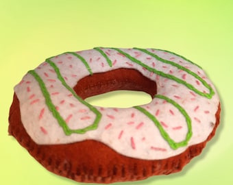 Iced Doughnut Pin Cushion- white icing with Pink Sprinkles