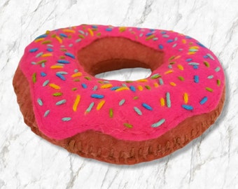 Iced Doughnut Pin Cushion- Pink Icing with Rainbow sprinkles