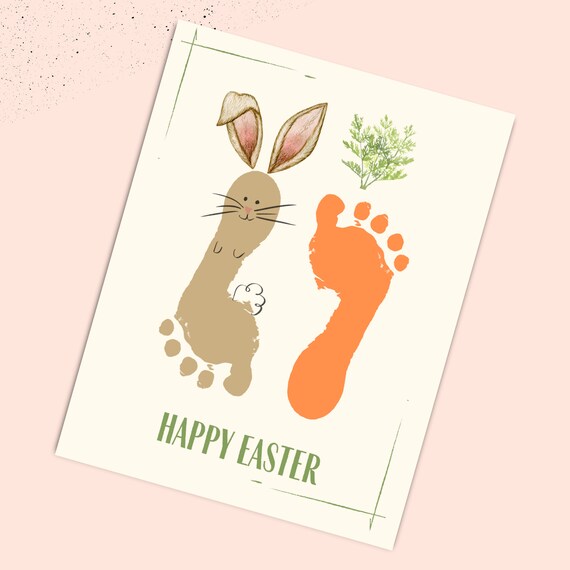 Ferme signe carotte Patch lapin de Pâques empreinte, bricolage pieds Art  artisanat, enfants bébé enfant en bas âge activité souvenir carte-cadeau  décor signe