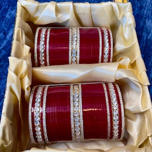 Red Bridal Choora: American Diamond Indian Wedding Bangles