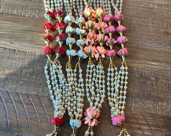 Pearl Milni Haar: Sikh Wedding Fabric Rose Garland (28 inches)