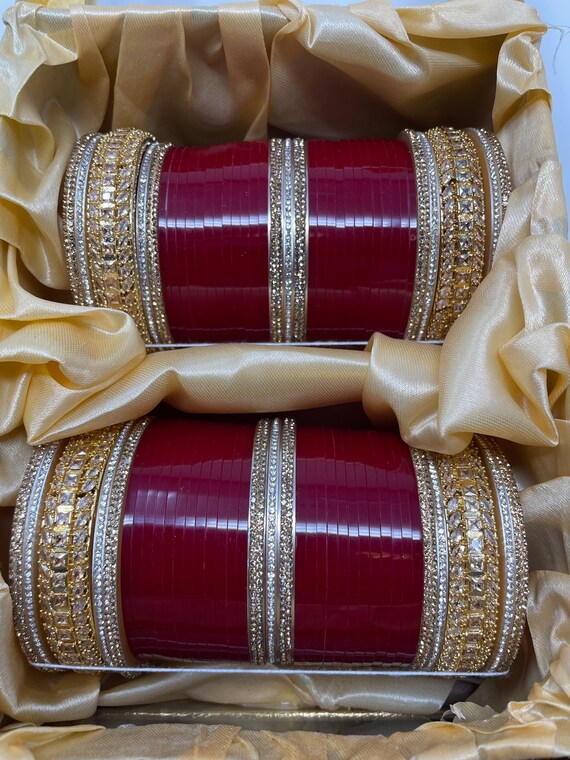Gold and American Diamond Choora Bridal Choora Chooda Punjabi Bride Sikh Bride Pakistani Indian Wedding Choora Ceremony Red Choora Etsy Canada
