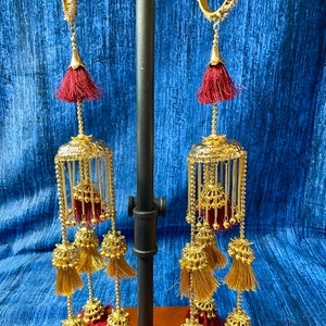 Maroon and Gold Tassel Kaleera | Kaleera | Punjabi Bridal Essentials | Sikh Bride | Sikh Wedding | Choora Ceremony | Maiyan Ceremony | Jaggo