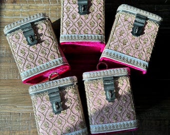 Embroidered Steel Bhaaji Box: Desi Wedding Snack & Gift Storage