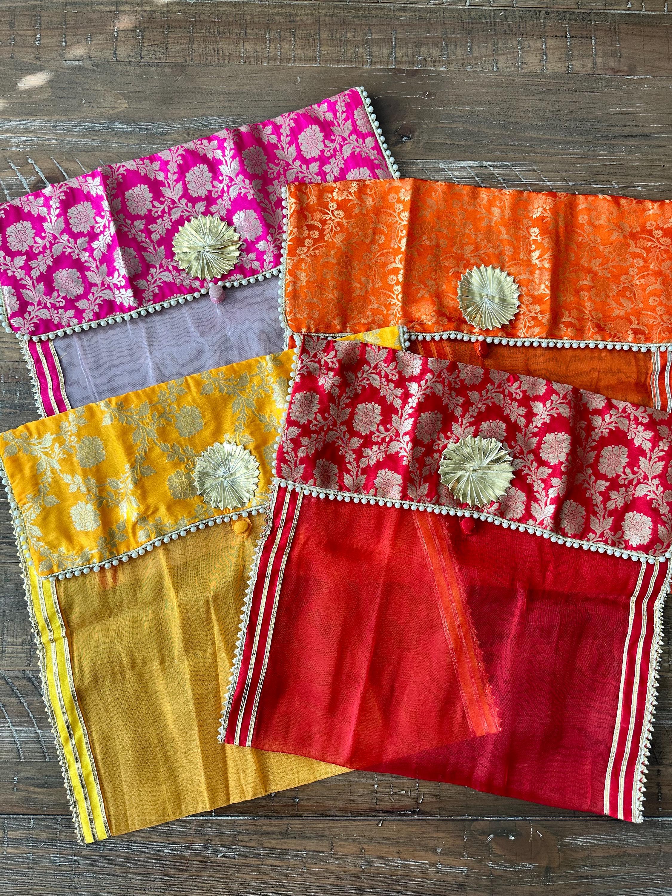 Organza Saree Bag: Brocade Suit Bag with Pearl Trim