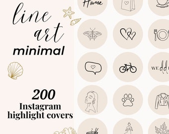 Pastel Line Art Instagram Highlight Covers for Lifestyle Creators