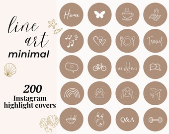 200 Boho & Minimal Instagram Highlight Covers - Niedliche handgezeichnete IG Story Icons für Influencer und Blogger