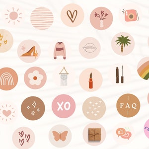 Insta Highlight Covers Boho Cute, Pastel Pink Neutral IG Story Icons ...