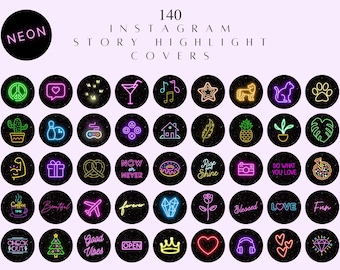 Neon Instagram Story Highlight Icons IG Highlight Covers - Etsy