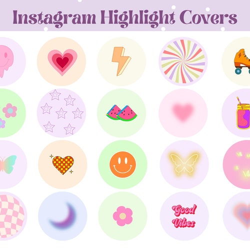 25 Cute Instagram Highlight Covers Groovy Retro Insta - Etsy