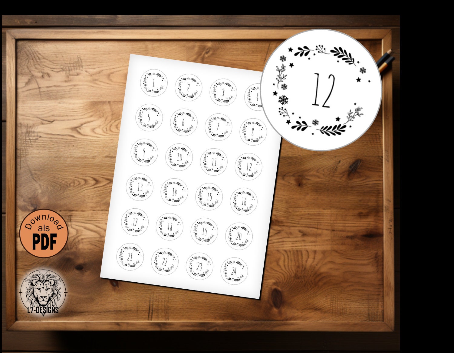 Homemade Calendar Numbers .pdf PDF - Numbers for the DIY - Advent Calendar - Beautiful Design - 1 to ...