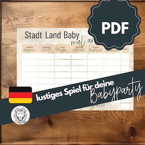 Town, Country, Baby Game PDF | Fun baby shower game to print | Instant download | Neutral design | Fun baby shower idea