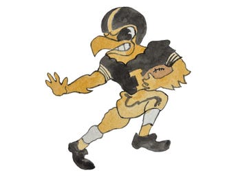 Football Herky Print or Card I University of Iowa