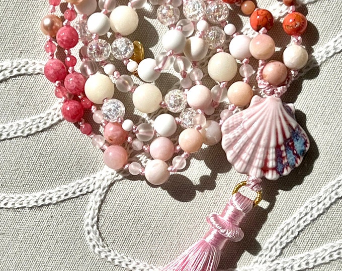 Semi-precious stone Mala pearl necklace HELLO SHELLY • SINGLE PIECE,